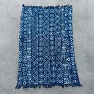 Ručně Vyráběný Indigový Přehoz - 170x120cm - Desi Pruhy