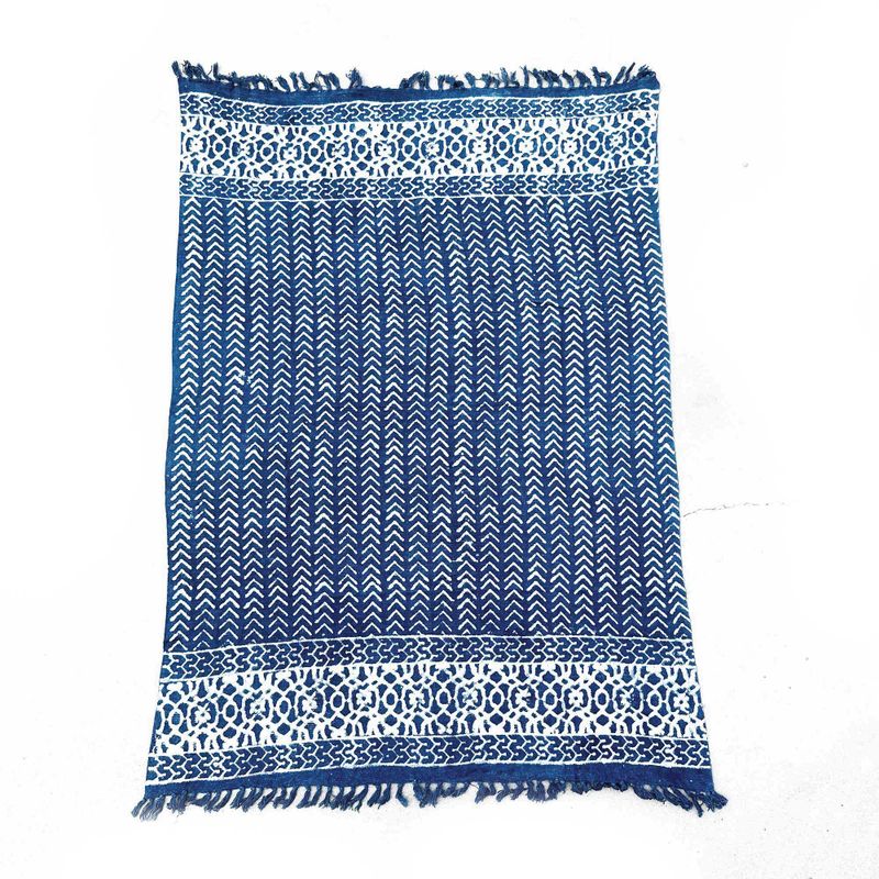 Ručně Vyráběný Indigový Přehoz - 170x120cm - Seedha Šipky