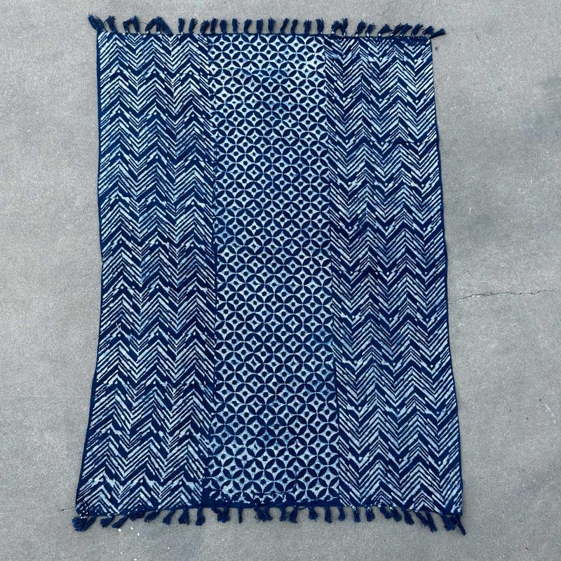 Ručně Vyráběný Indigový Přehoz - 170x120cm - Vlny Namoona