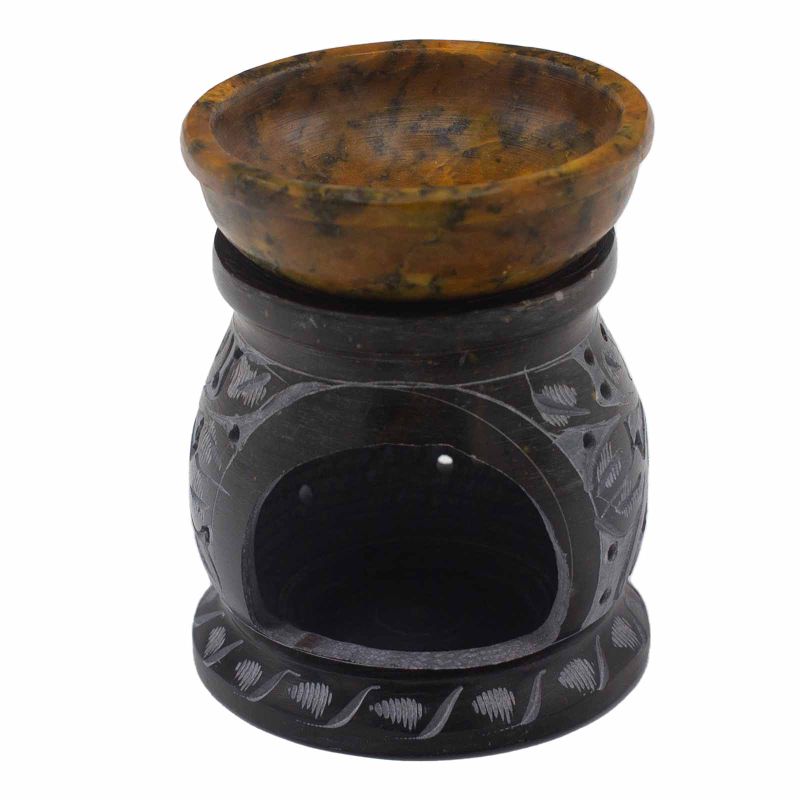 Mastková Aroma Lampa 10.5cm - Květ Mandala - Černá a Žlutá