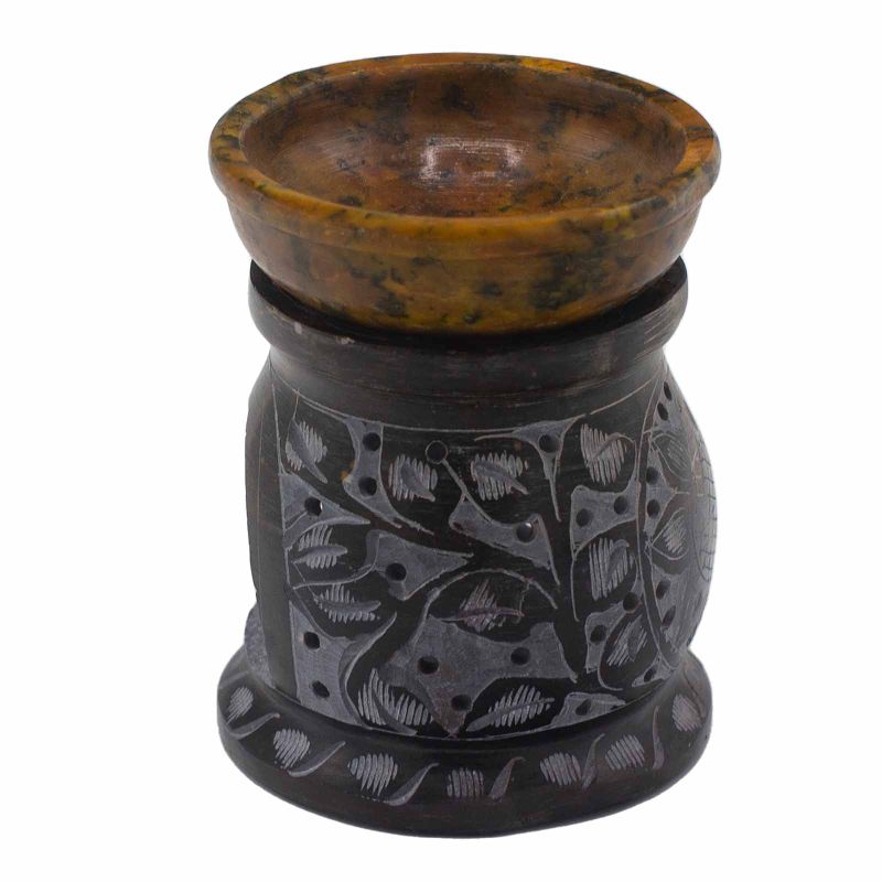 Mastková Aroma Lampa 10.5cm - Květ Mandala - Černá a Žlutá