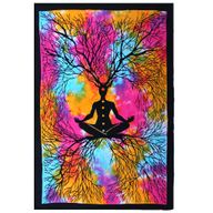 Single Bavlněný Přehoz na Postel / Stěnu - Strom Yoga