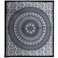 Dvojitý Bavlněný Přehoz na Postel / Stěnu - Mono - Slon Mandala