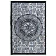 Single Bavlněný Přehoz na Postel / Stěnu - Mono - Slon Mandala