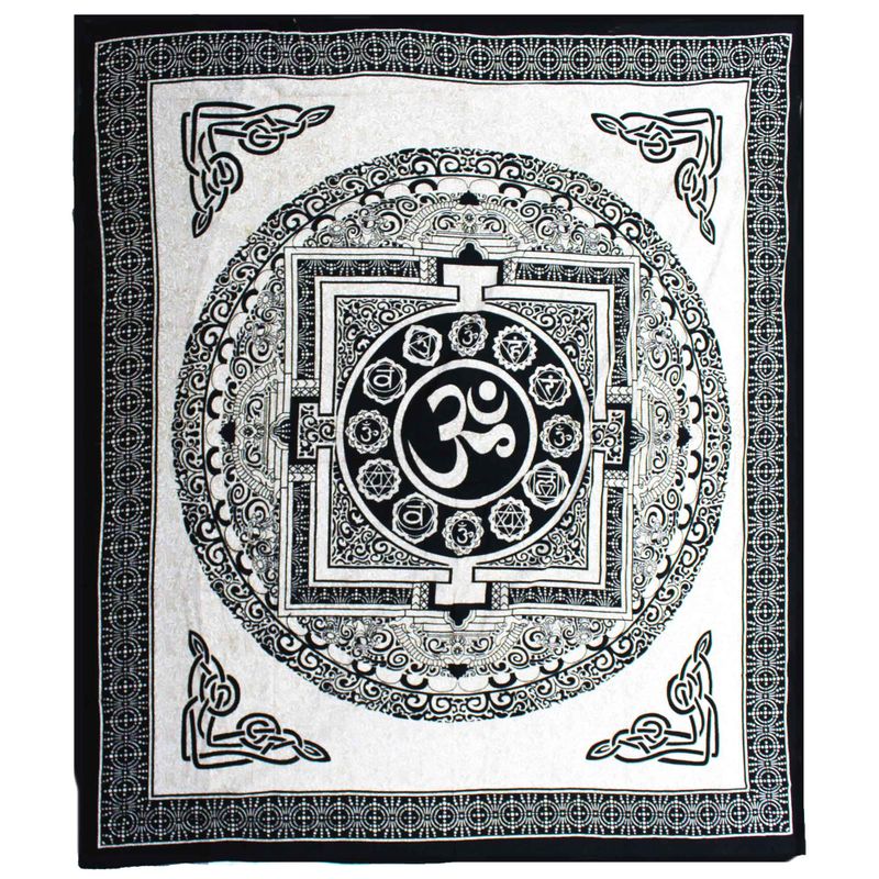 Dvojitý Bavlněný Přehoz na Postel / Stěnu - Mono - OM Mandala