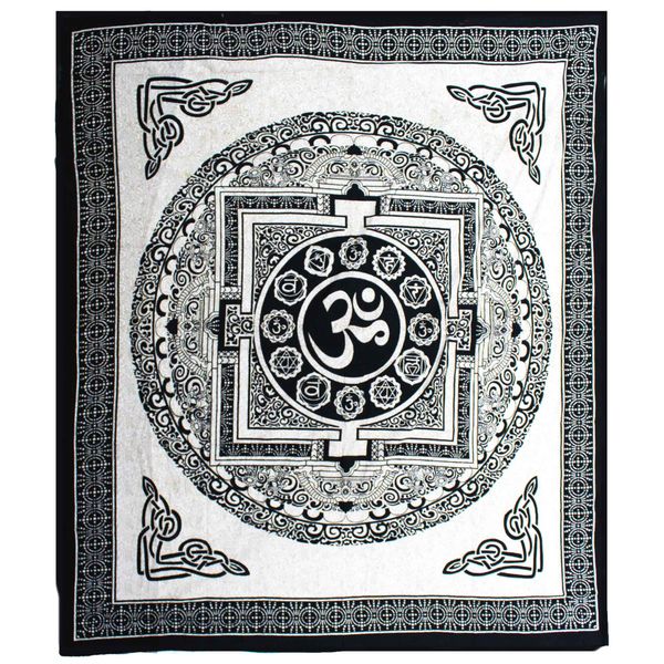 Dvojitý Bavlněný Přehoz na Postel / Stěnu - Mono - OM Mandala