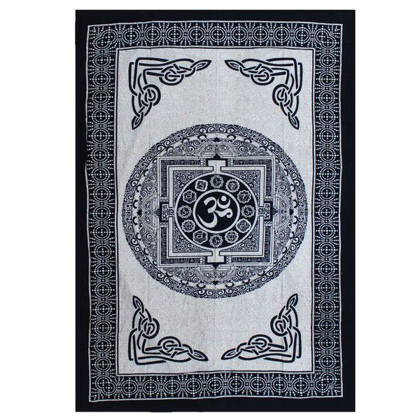 Single Bavlněný Přehoz na Postel / Stěnu - Mono - OM Mandala
