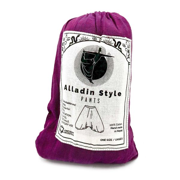 Jógové a Festivalové Kalhoty - Himalájský Aladin Potisk - Fialové