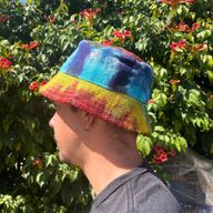 Zaplátovaný Klobouk Boho Festival z Konopí a Bavlny - Tie Dye