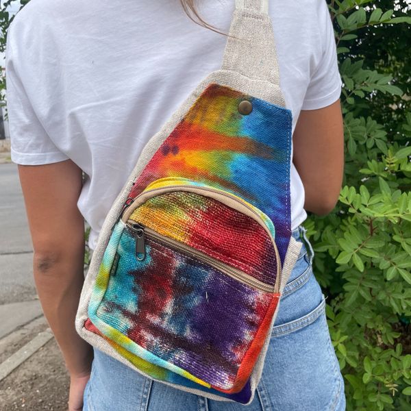 Tie Dye Konopná Taška přes Rameno