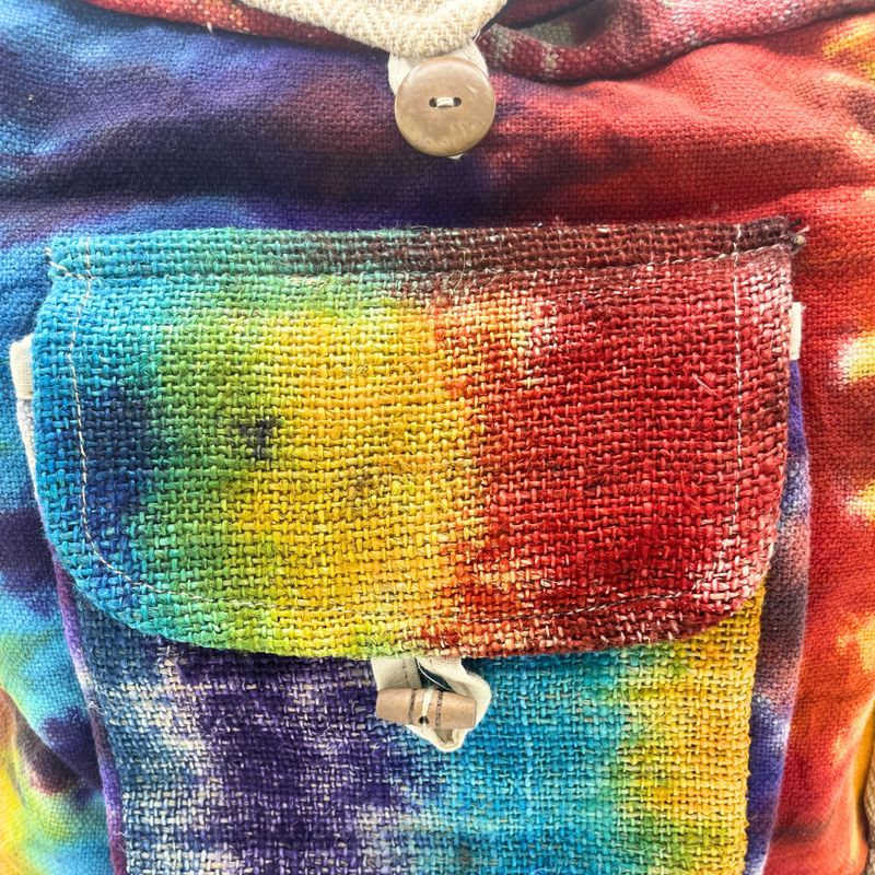 Tie Dye Konopná Studentská Taška s Přední Kapsou