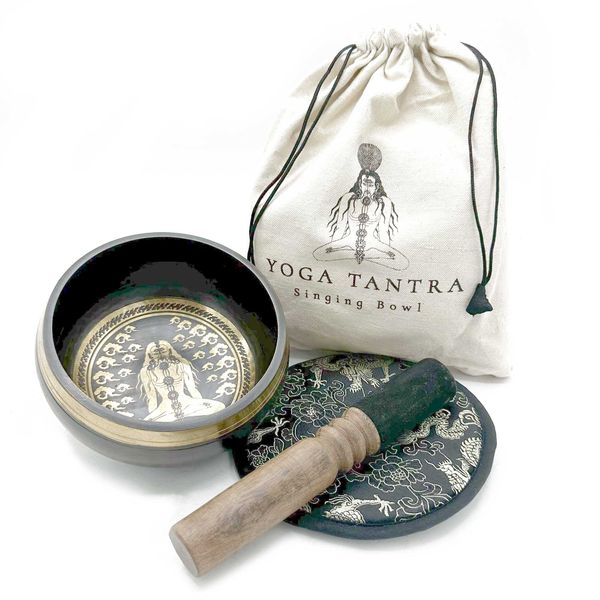 Dárková Sada -Ručně Tepaná & Gravírovaná Zpívající Miska - 14cm - Yogi