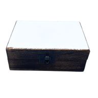 Střední Dřevěná Krabička s Keramickou Glazurou - 15x10x6cm - Bílá