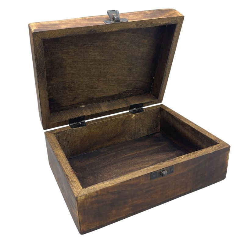 Velká Dřevěná Krabička s Keramickou Glazurou - 20x15x7.5cm - Orientální