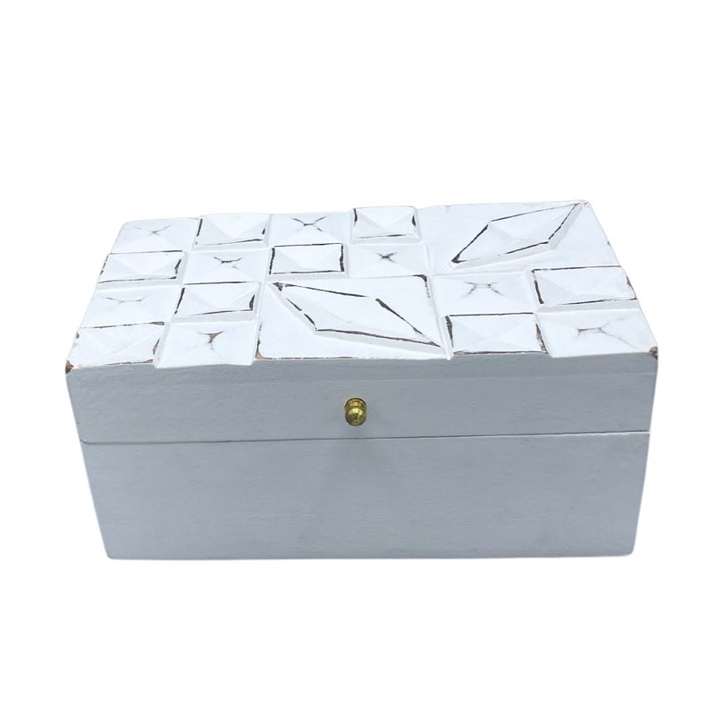 Vintage Deco - Víceúčelová Krabička - 22x12x10cm - Bílé Diamanty