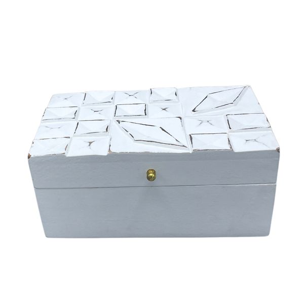 Vintage Deco - Víceúčelová Krabička - 22x12x10cm - Bílé Diamanty