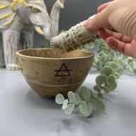 Dřevěná Rituální Miska pro Vykuřovací Svazky - 4 Elementy - 12x7cm