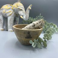 Dřevěná Rituální Miska pro Vykuřovací Svazky - Buddha - 12x7cm
