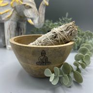 Dřevěná Rituální Miska pro Vykuřovací Svazky - Buddha - 12x7cm