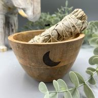 Dřevěná Rituální Miska pro Vykuřovací Svazky - 3 Měsíce - 12x7cm