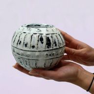 Řecký Kulatý Květináč - Krémový 10cm