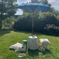 Balinejský Patio Slunečník - Bavlna - Tyrkysový Dekor - 2m