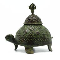 Mosazný Měděnkový Tibetský Stojan - Želva
