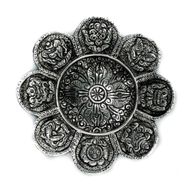 Stojan na Vonné Tyčinky z Leštěného Hliníku - Tibetské Symboly - 12cm