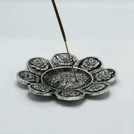 Stojan na Vonné Tyčinky z Leštěného Hliníku - Tibetské Symboly - 12cm