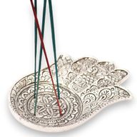 Stojan na Vonné Tyčinky z Leštěného Hliníku - Hamsa 18x13cm