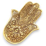 Stojan na Vonné Tyčinky z Pozláceného Hliníku - Hamsa 13x5.5cm