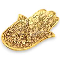 Stojan na Vonné Tyčinky z Pozláceného Hliníku - Hamsa 13x5.5cm