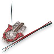 Stojan na Vonné Tyčinky - Červená & Zelená Hamsa 13x5.5cm