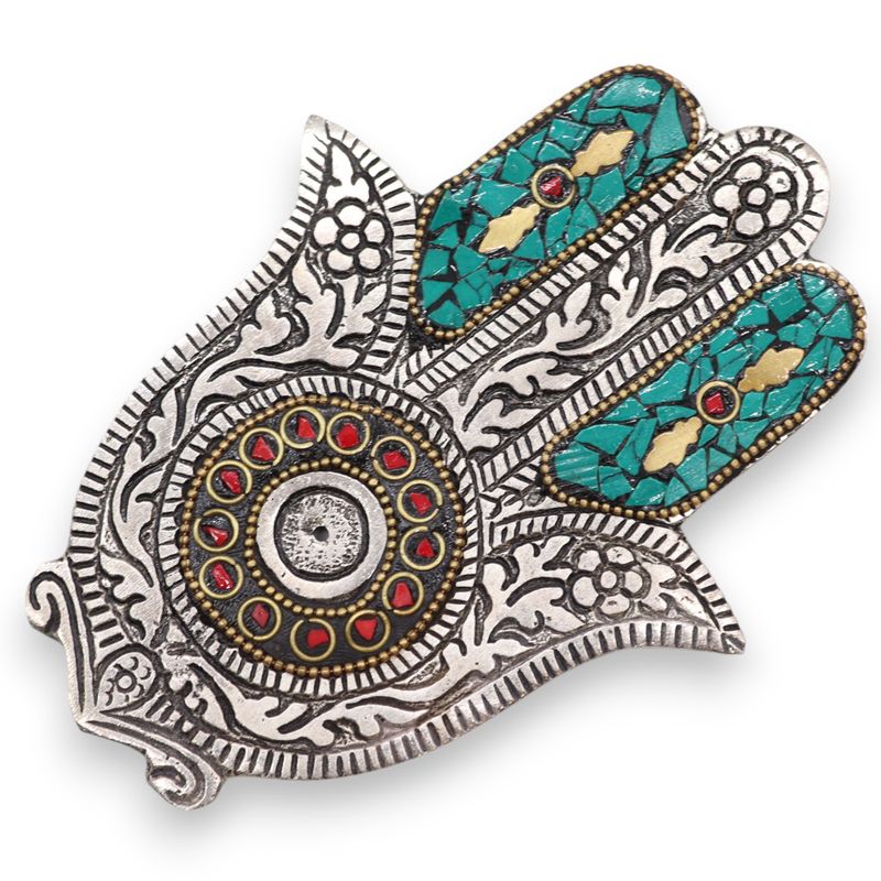 Stojan na Vonné Tyćinky - Zelená Malá Hamsa 13x5.5cm
