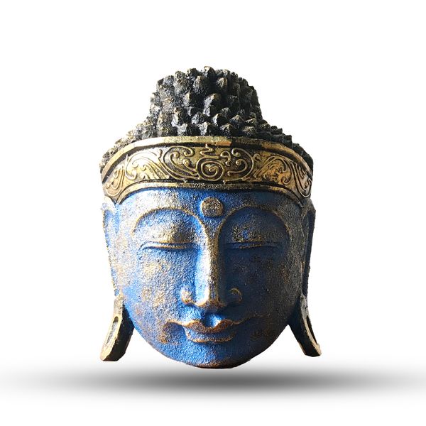 Domácí Dekorace - Hlava Buddhy - 25cm - Modrý Lesk