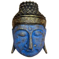 Domácí Dekorace - Hlava Buddhy - 25cm - Modrý Lesk