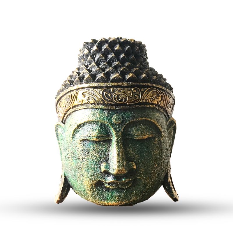 Domácí Dekorace - Hlava Buddhy - 25cm - Zelený Lesk