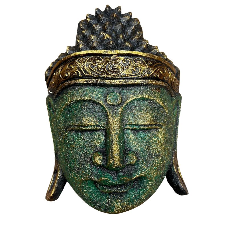 Domácí Dekorace - Hlava Buddhy - 25cm - Zelený Lesk