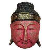 Domácí Dekorace - Hlava Buddhy - 25cm - Červený Lesk