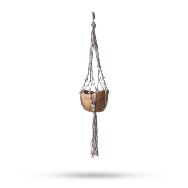 Makramé Závěsný Držák na Květináč - Béžový - 75cm
