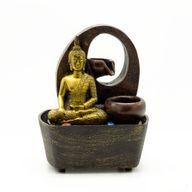Stolní Fontánka - 21.5cm - Zlatý Buddha & Nádobky