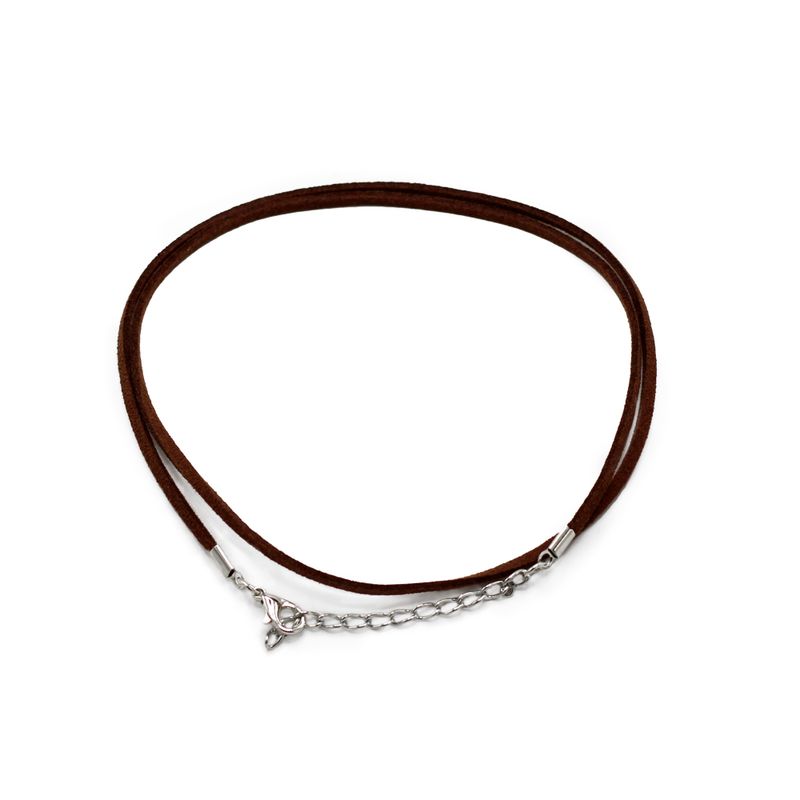 Šňůrka z Umělého Semišu se Zapínáním -  2.5mm x 55cm - Tmavě Hnědá A010