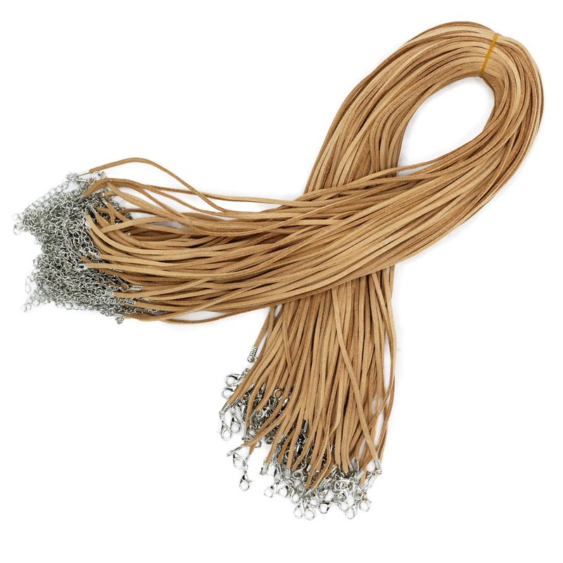 Šňůrka z Umělého Semišu se Zapínáním -  2.5mm x 55cm - Hnědá A120
