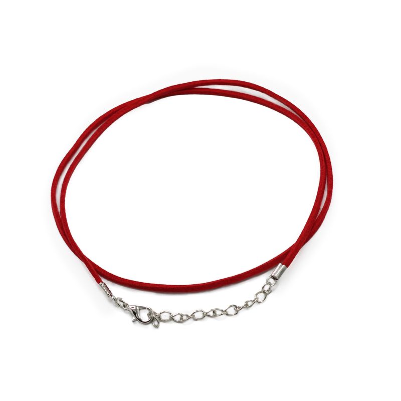 Šňůrka z Umělého Semišu se Zapínáním -  2.5mm x 55cm - Červená A056