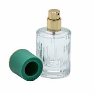 Kulatá Žebrovaná Láhev se Sprejem a Uzávěrem 30ml - Modrozelená