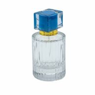 Kulatá Žebrovaná Láhev se Sprejem a Uzávěrem 50ml - Pudrová Modrá