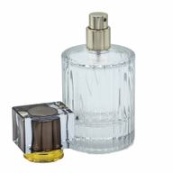 Kulatá Žebrovaná Láhev se Sprejem a Uzávěrem 50ml - Hnědá