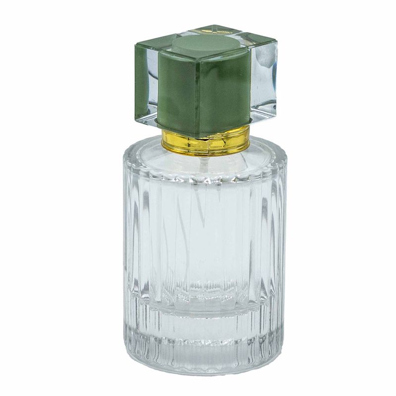 Kulatá Žebrovaná Láhev se Sprejem a Uzávěrem 50ml - Modrozelená