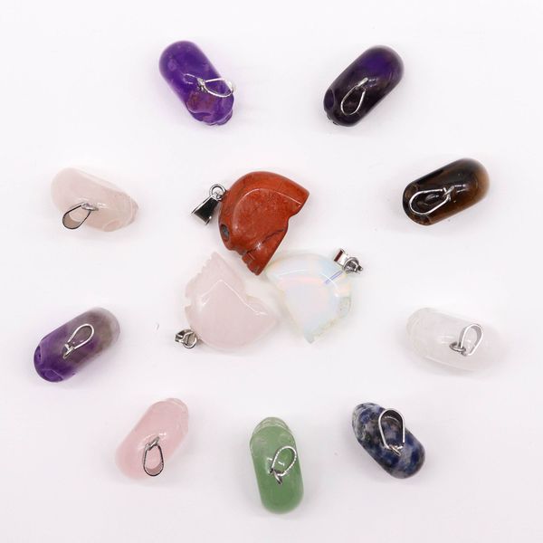 Přívěsky z Drahých Kamenů - Mini Lebky (12 různých) 20x15mm