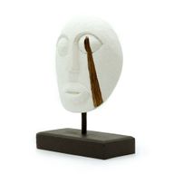 Timorská Kmenová Dekorativní Maska - Bílá - White 27x20cm